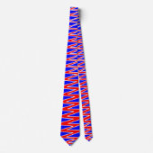 Zigzag - Rood en wit op Blauw 0000FF Stropdas (Voorkant)