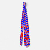Zigzag - Rood en wit op Blauw 0000FF Stropdas (Achterkant)