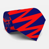 Zigzag - Rood op donkerblauw 00066 Stropdas (Opgerold)