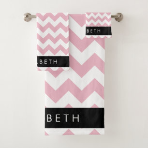 Zigzag Rose, Chevron Rose, Motif Vague, Votre Nom