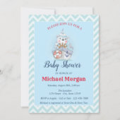 Zigzag, Sailor, Ahoy Het is een Baby shower. Kaart (Voorkant)