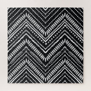 zigzag strepen: Hand getrokken etnische Legpuzzel