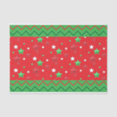 Zigzag Stripes, groene rode kerstriemen Tissuepapier (Voorkant)