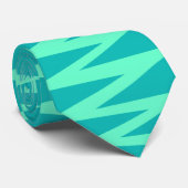 Zigzag - Turquoise op Aqua Green 0ABAB5 Stropdas (Opgerold)