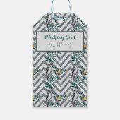 Zigzag Vogel % Bloem Patroon Cadeaulabel (Achterkant)