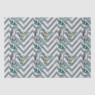 Zigzag Vogel % Bloem Patroon Tissuepapier
