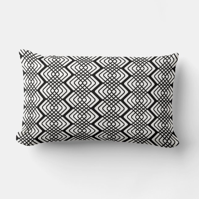 Zigzag Waffle Coussin Lumbar noir et blanc (Recto)