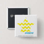 ZigZag Yellow 3 Vierkante Button 5,1 Cm (Voorkant /achterkant)