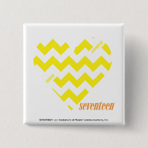 ZigZag Yellow 4 Vierkante Button 5,1 Cm