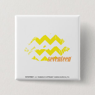 ZigZag Yellow Vierkante Button 5,1 Cm