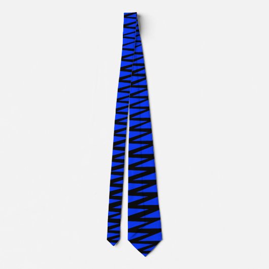 Zigzag - Zwart op Blauw 0033FF Stropdas (Achterkant)
