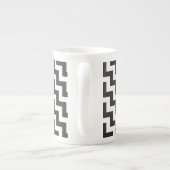 Zigzags Bone China Mok, Zwart-wit Chevrons Porselein Kop (Achterkant)