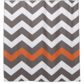 Zigzags Gris Avec Rideau De Douche À Accent Orange (Devant)