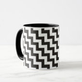 Zigzags Ringer Mok, zwart en wit Chevrons Mok (Voorkant links)