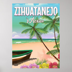 Zihuatanejo affiche de vacances à la plage mexicai