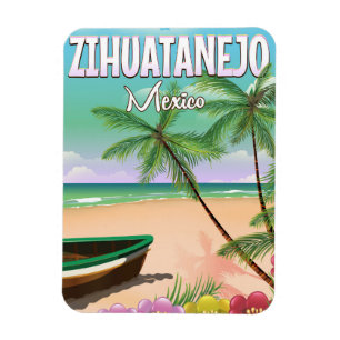 Zihuatanejo Mexicaanse strand vakantieposter Magneet