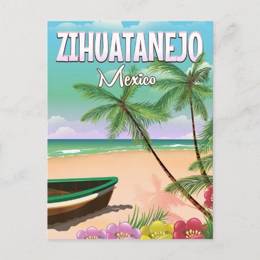 Zihuatanejo Mexican strand vakantion poster Briefkaart (Voorkant)