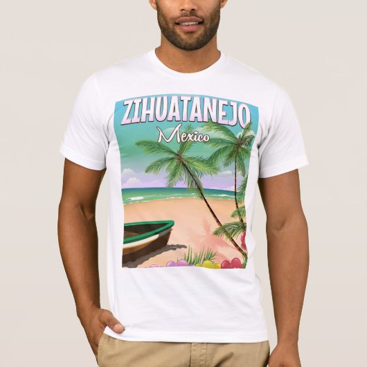 Zihuatanejo Mexican strand vakantion poster T-shirt (Voorkant)