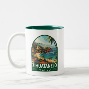 Zihuatanejo Mexico Reizen Kunst Vintage Tweekleurige Koffiemok
