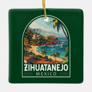 Zihuatanejo Mexico Travel Art Vintage Keramisch Ornament