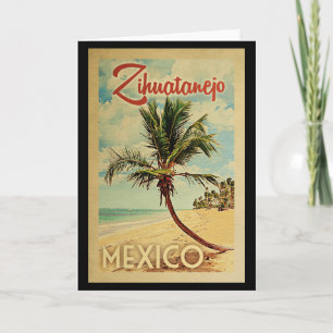 Zihuatanejo Palm Tree Vintage Travel Kaart