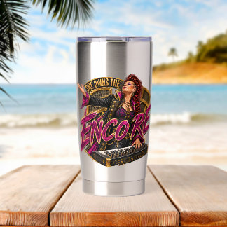 Zij bezit de Encore Rocker Muzikant Grafische Kuns Geïsoleerde Drinkbeker