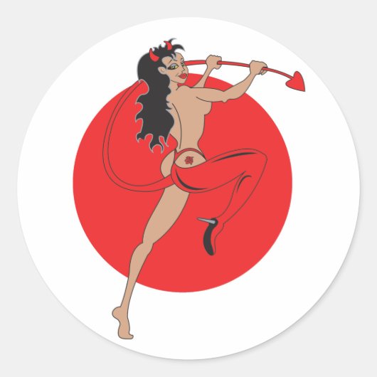 Zij Devil Ronde Sticker (Voorkant)