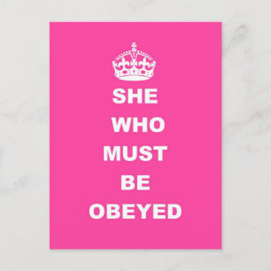 Zij die gehoorzaamd moet worden briefkaart