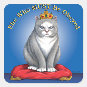 Zij die gehoorzaamd moet worden vierkante sticker