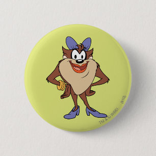 Zij-duivel in kleur ronde button 5,7 cm