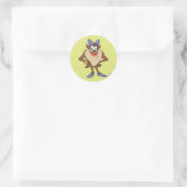 Zij-duivel in kleur ronde sticker (Tas)