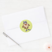 Zij-duivel in kleur ronde sticker (Envelop)