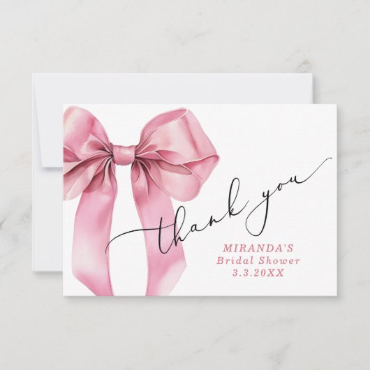 Zij gaat de knoop doorhakken Pink Bow Bruid  Bedankkaart (Voorkant)