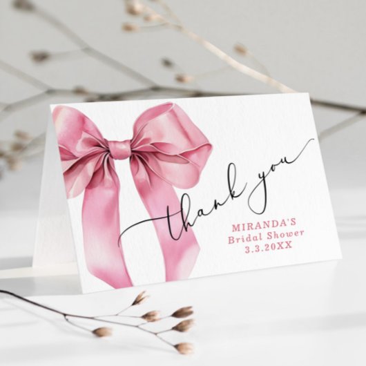 Zij gaat de knoop doorhakken Roze Strik Bruids- Bedankkaart