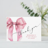 Zij gaat trouwen Pink Bow Bruidsmode  Bedankkaart (Staand voorkant)