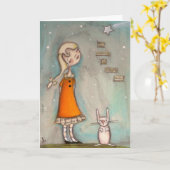 Zij geloofde in het Wensen van Sterren - Wenskaart Kaart (Gele Bloem)