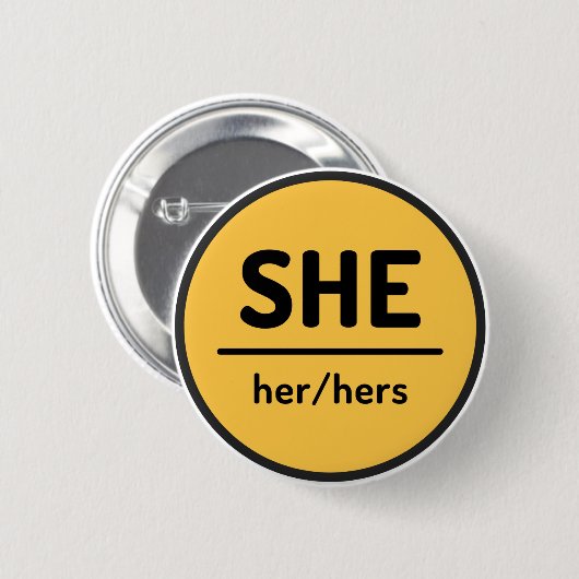 Zij haar haar beste Button - Geel (Voorkant /achterkant)