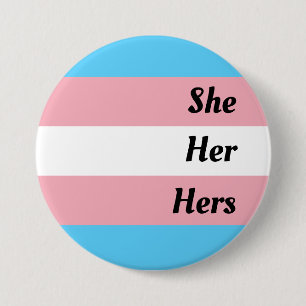 Zij haar haar transgender-trots ronde button 7,6 cm