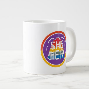 ZIJ/HAAR Pronoun Rainbow Circle Pride Extra Grote Beker