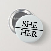 Zij/haar Ronde Button Genderdiversiteit LGTBQ Prid (Voorkant /achterkant)