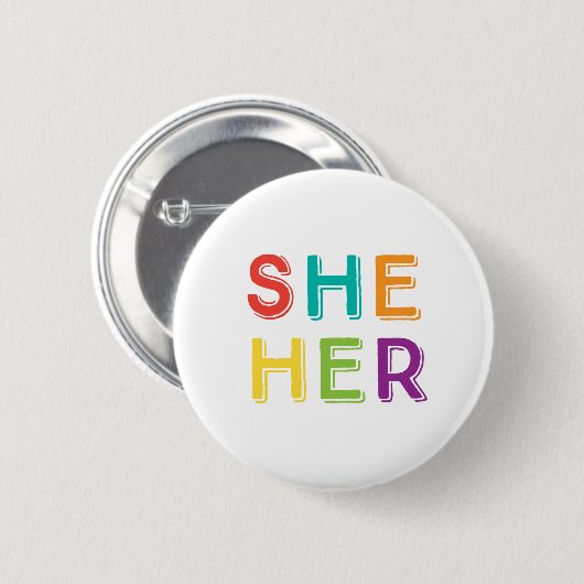 Zij haar uitspraak ronde button 5,7 cm (Voorkant /achterkant)