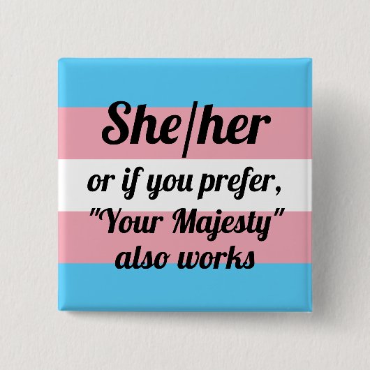 Zij/haar Vierkante Button 5,1 Cm (Voorkant)