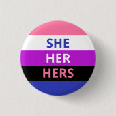Zij/haar woordvoerders Genderfluiddas Ronde Button 3,2 Cm (Voorkant)