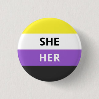 Zij/haar woordvoerders niet-binaire vlag ronde button 3,2 cm