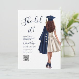 zij heeft het gedaan diploma uitnodigingen,Meisje Kaart