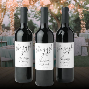 Zij Heeft Ja Gezegd Verlovingsfeest Liefde Hart Wijn Etiket