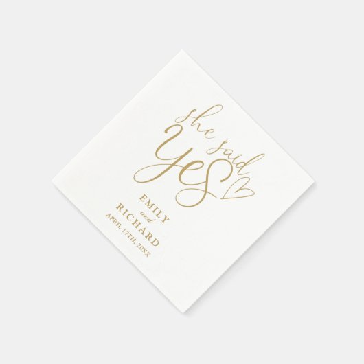 Zij Heeft Ja Gezegd Verlovingsfeestje Elegante Gou Servet (Hoek)