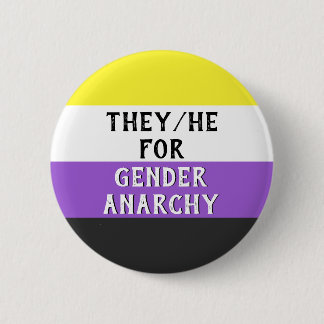 Zij/Hij voor Gender Mayhem Button (op Enby vlag)