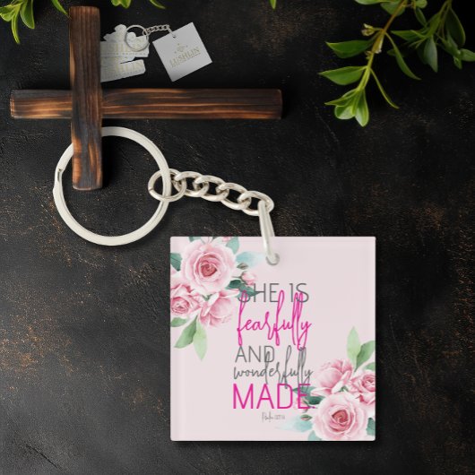 Zij is angstig en wonderbaar gemaakt (Psalm 139:14 Sleutelhanger