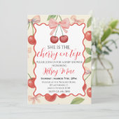 Zij Is De Kers Op De Priks Invitatie Kaart (Staand voorkant)